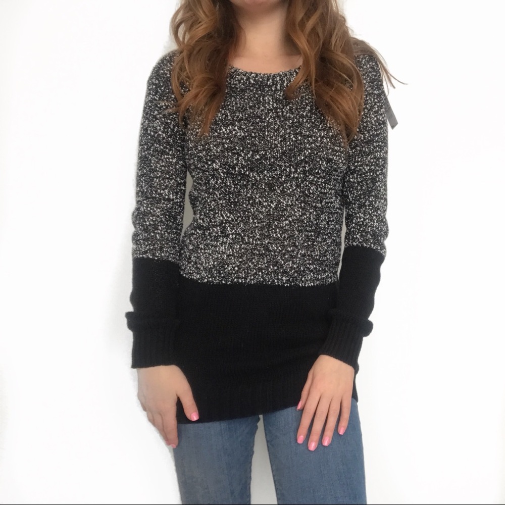 French Connection Black & White Tunic Sweater